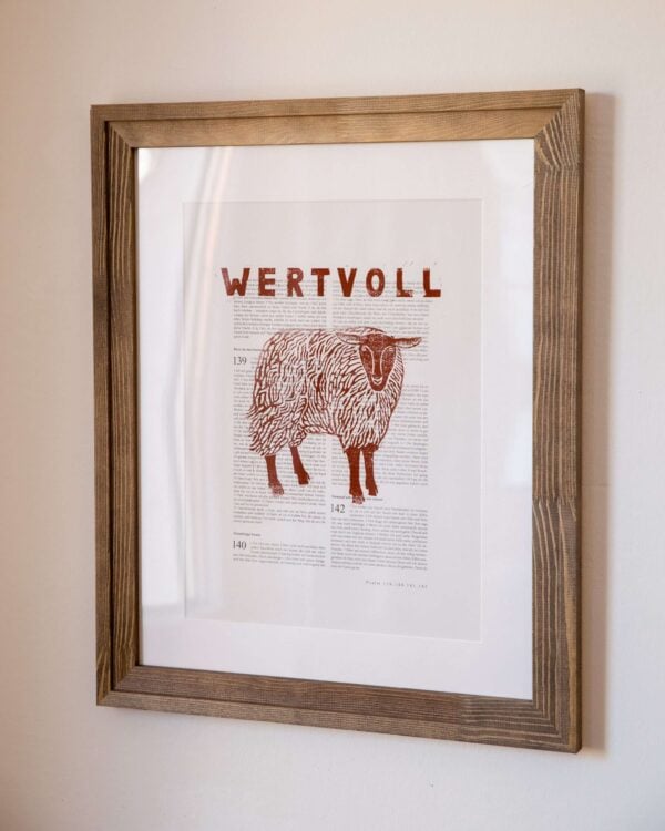 Wertvoll, christliches Wandbild mit Schaf, Bibelzitat, christliche Dekoration.