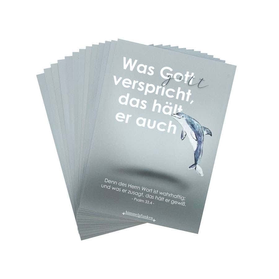 13er Mutmach-Kartenset VERTRAUEN 3 Trostvolle christliche Karte mit Fischmotiv und Bibelvers für Glaubensstärkung.