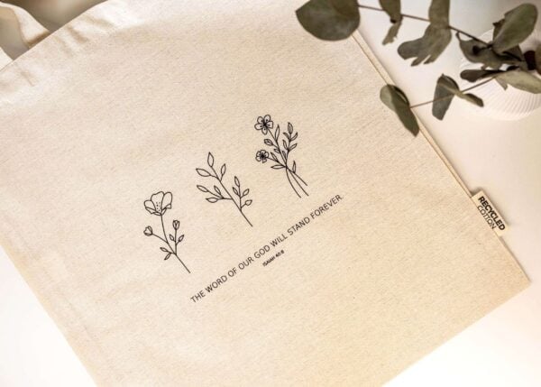 Natürliche Baumwoll-Serviette mit Bibelvers, christlicher Geschenkartikel, nachhaltige christliche Produkte.