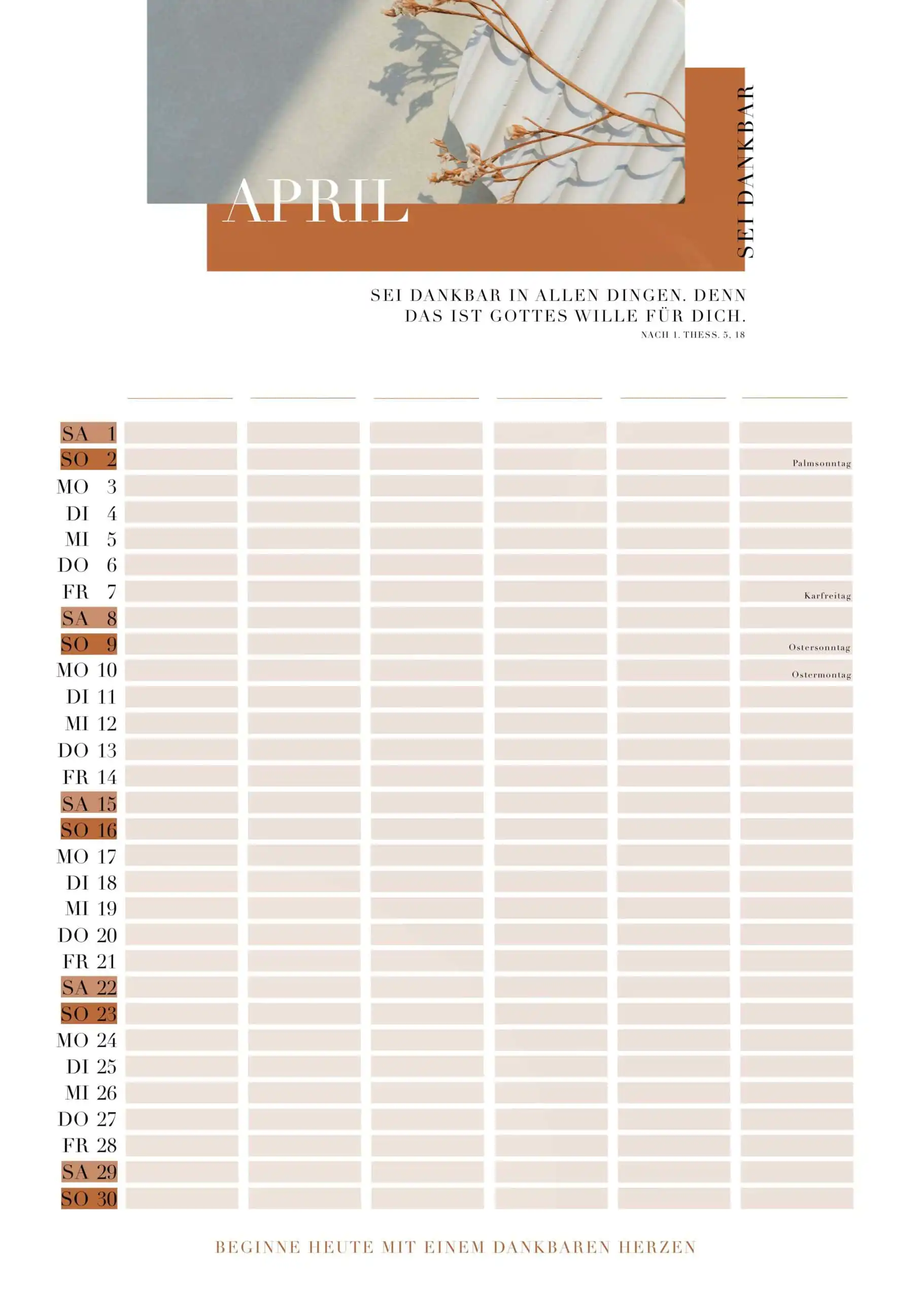 Familienkalender 2023 3 Bezauberner christlicher Kalender für April, Gebet und Inspiration.
