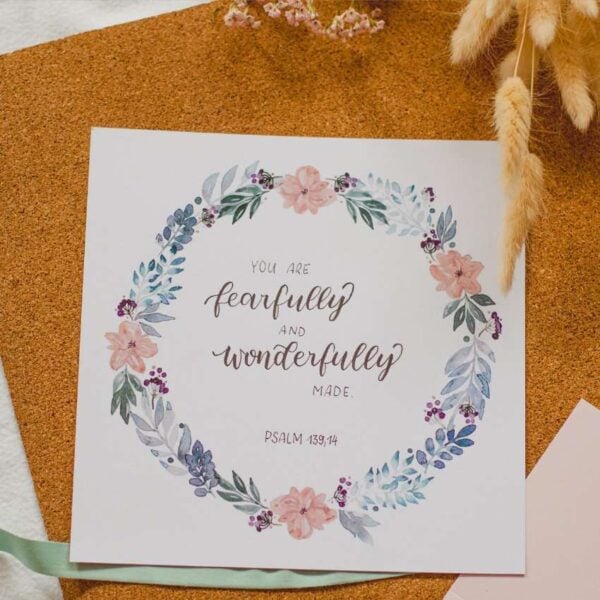 Zitate für Christen, Bibelverse, christliche Motivationskarten, Glaube, Vertrauen, Psalm 139,14.