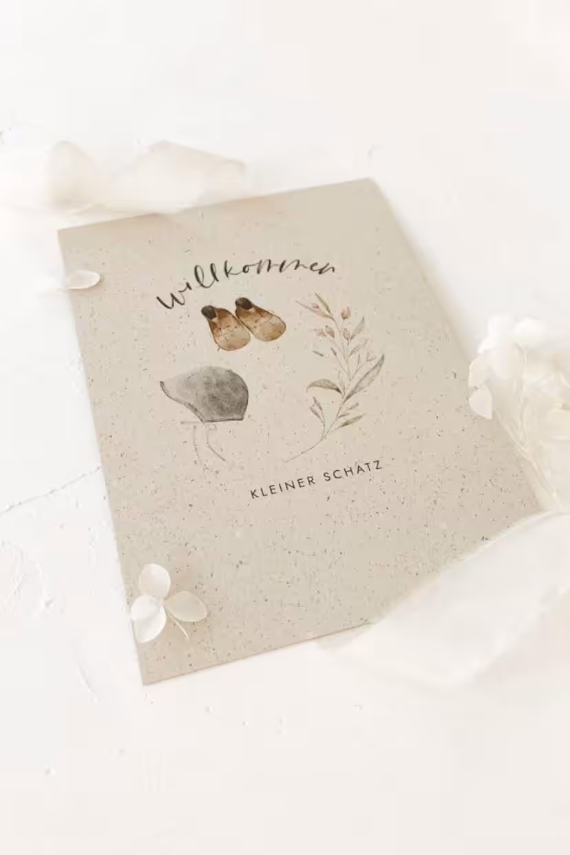 Willkommenskarte mit Naturmotiven und christlichem Design für christliche Marken.