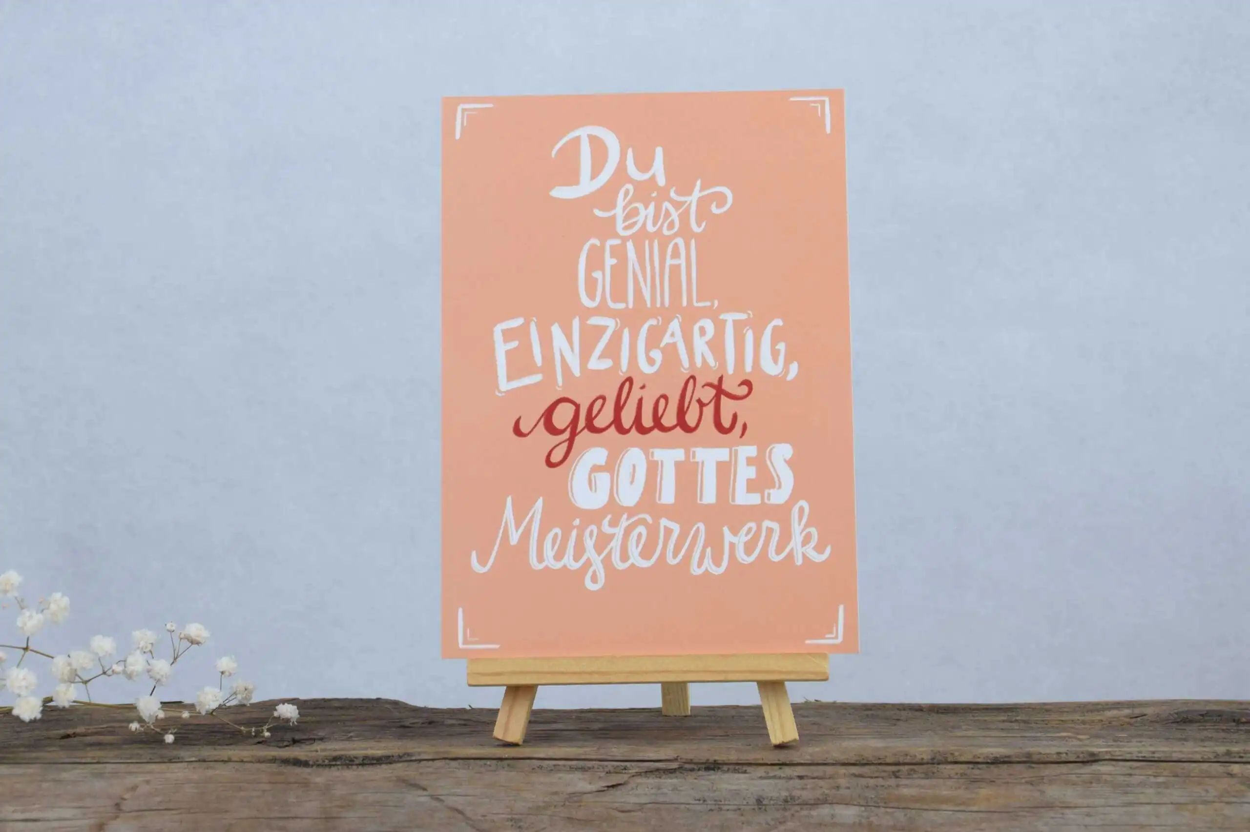 3er Kartenset "Wertschätzung" 5 Inspirierende christliche Grußkarte mit Spruch auf Mini-Leinwand, Geschenke für Christen.