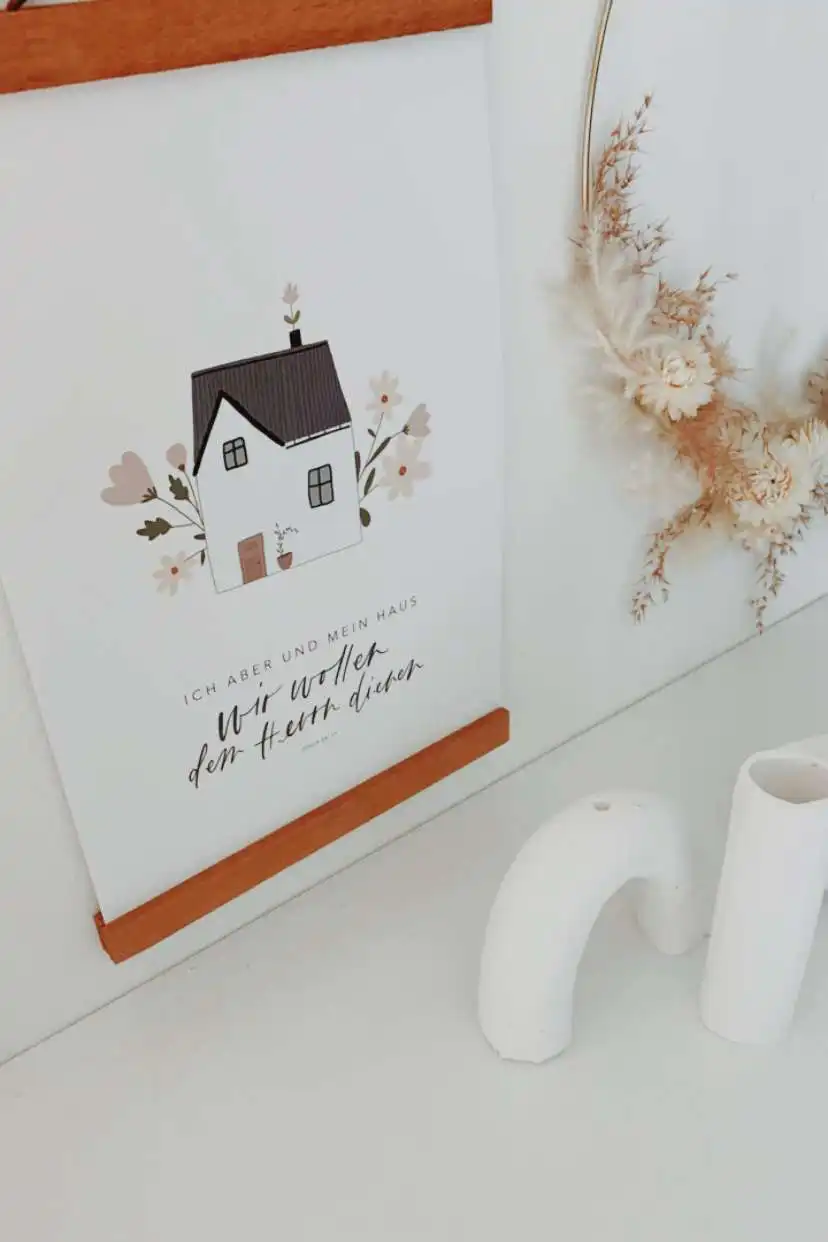 Poster A4 "Ich aber und mein Haus" 2 Kunst Druck Mit Christlichem Hausmotto, Dekoration Für Christen, Christliche Wandkunst, Mookho.de.