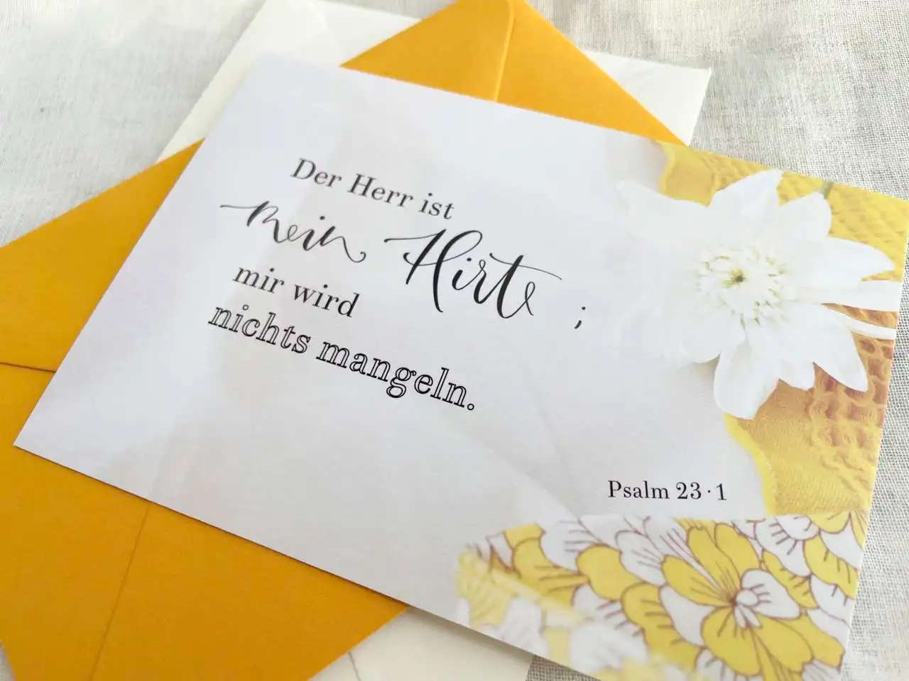 Glaubenskarte mit Bibelvers Psalm 23:1, christliche Karten, religiöse Grußkarten, Gottes Wort, christliche Botschaft.