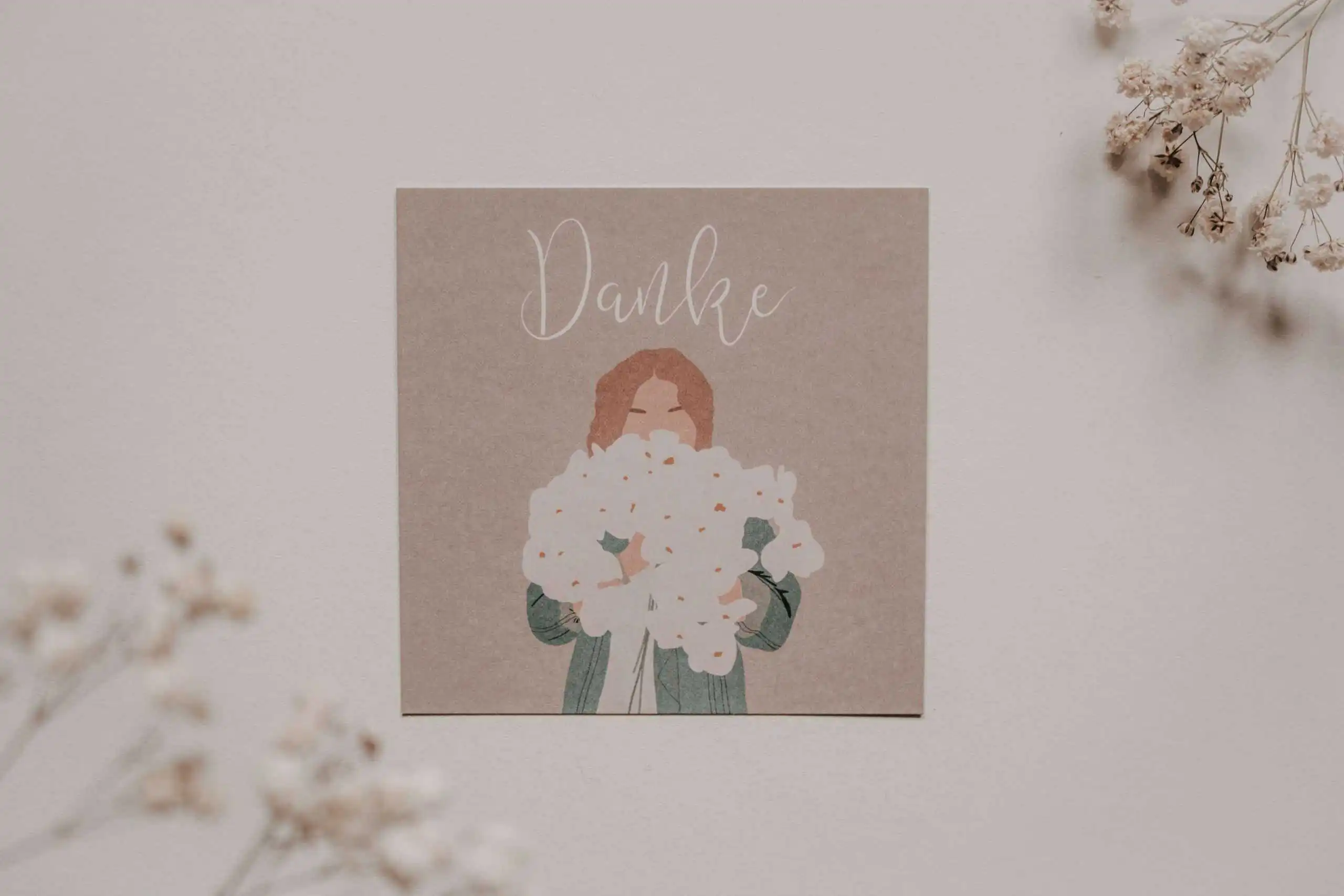 Blumenkarte mit Dankesgruß für christliche Grußkarten auf Mookho.de.