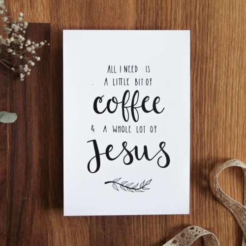 christliches Produkt Postkarte "coffee and jesus"