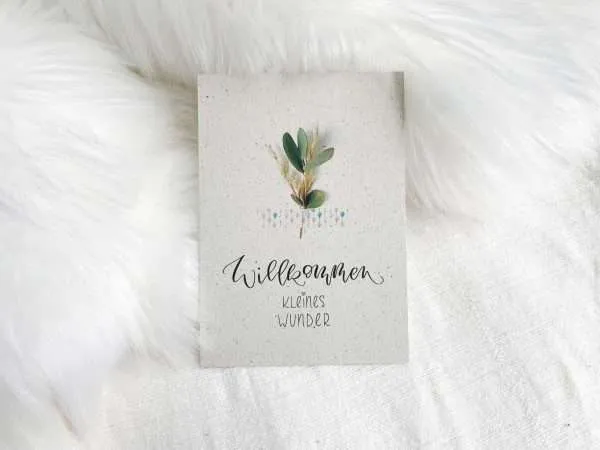 Blumenkarte mit Willkommensgruß für christliche Anlässe, Geschenkidee, christliche Botschaft.