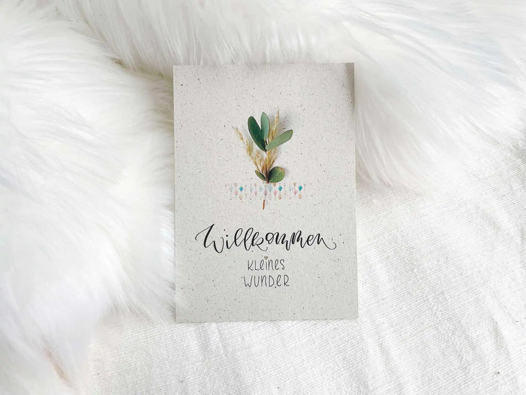 Blumenkarte mit Willkommensgruß für christliche Anlässe, Geschenkidee, christliche Botschaft.