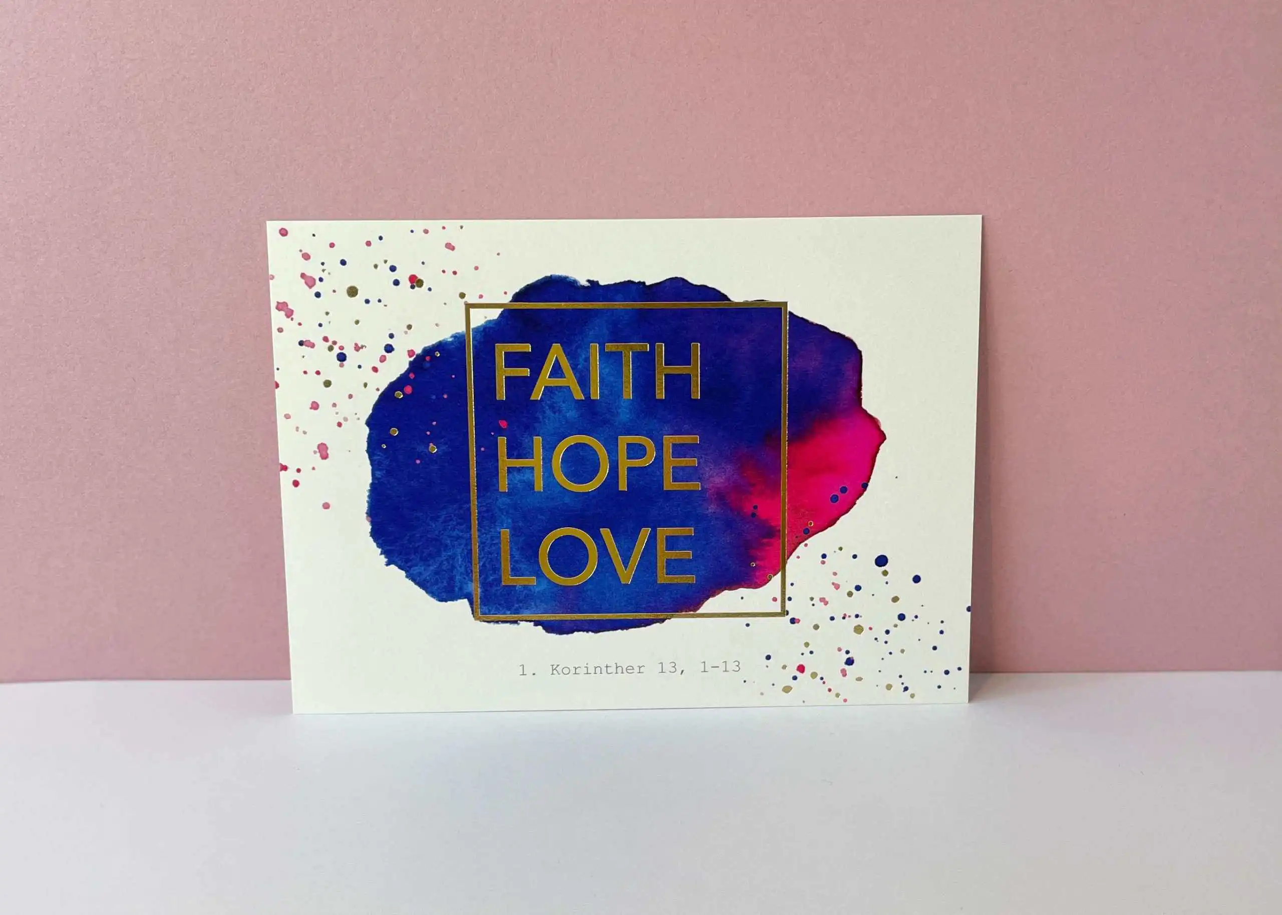 Glaubenskarte mit Bibelvers, christliche Botschaft, Inspiration, Hoffnung, Liebe, Glauben.