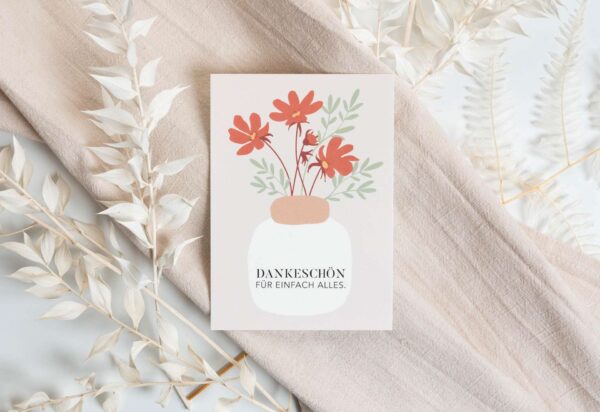 Frühstückskarte mit Blumenmuster, Dankeschön für alles, christliches Design.