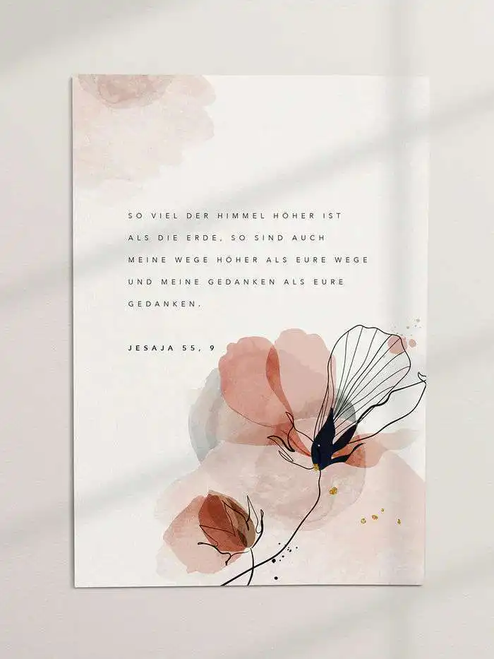 Farbdruck mit Bibelvers Jesaja 55,9 - christliche Dekoration, moderne christliche Wandkunst.