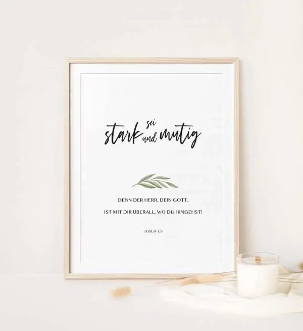 Inspirationsbild mit christlicher Botschaft, Mut-Motiv, religiöse Dekoration, christliche Kunst.