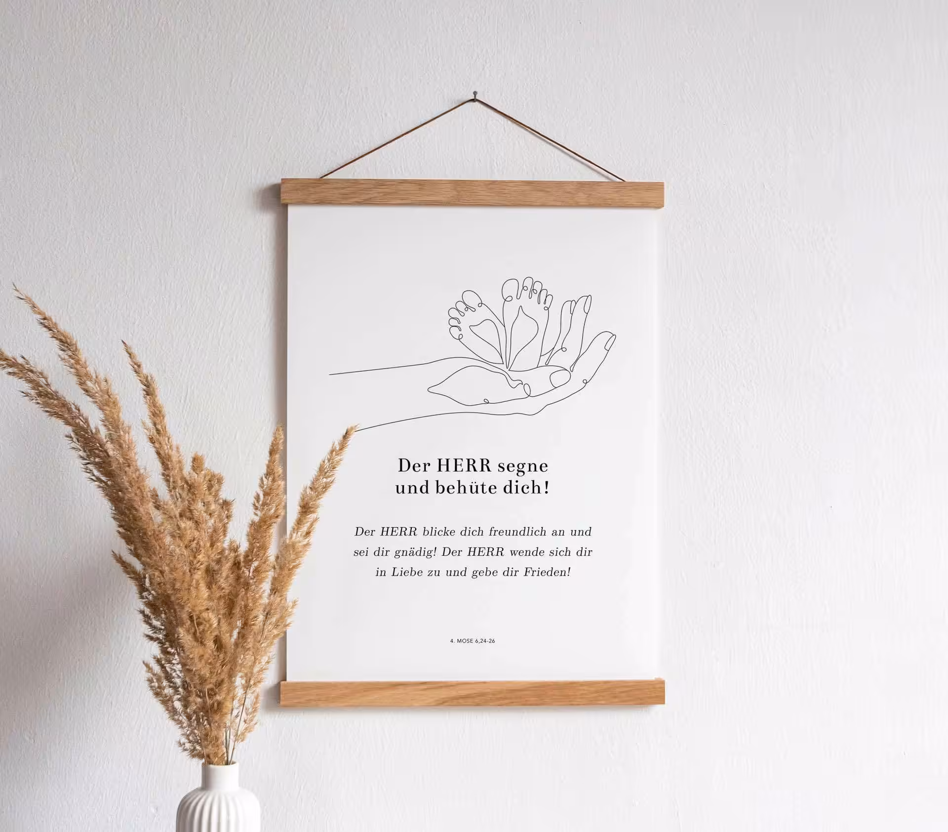 Gebetswand mit christlicher Botschaft, biblischer Vers, modernes Dekor, christliche Inspiration.