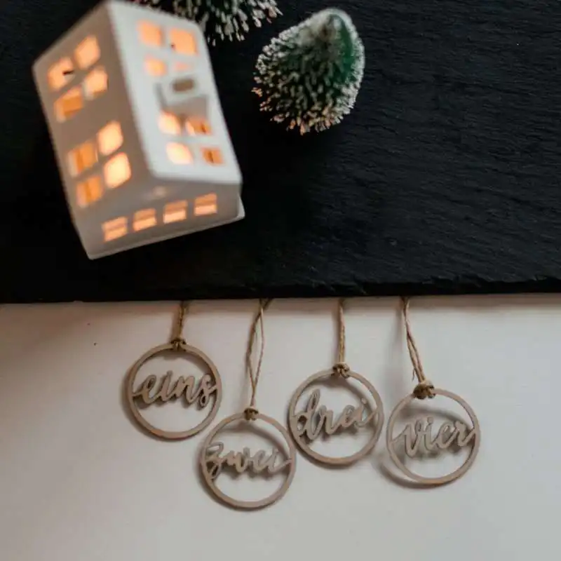 Zahlenringe für den Adventskranz 1 Glaube Christliche Dekoration, Holzanhänger mit Namen, schöne Geschenke für Christen.