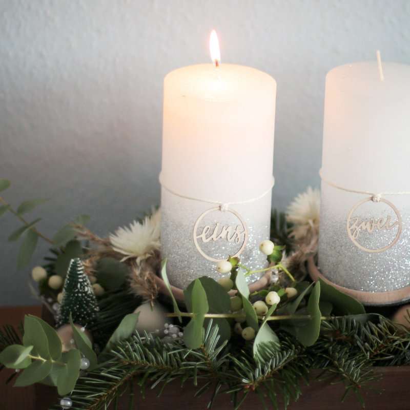 Zahlenringe für den Adventskranz 3 Kerzenschmuck mit christlichem Bezug, Weihnachtsdeko, christliche Kerzen, festliche Dekoration, religiöse Kerzen.