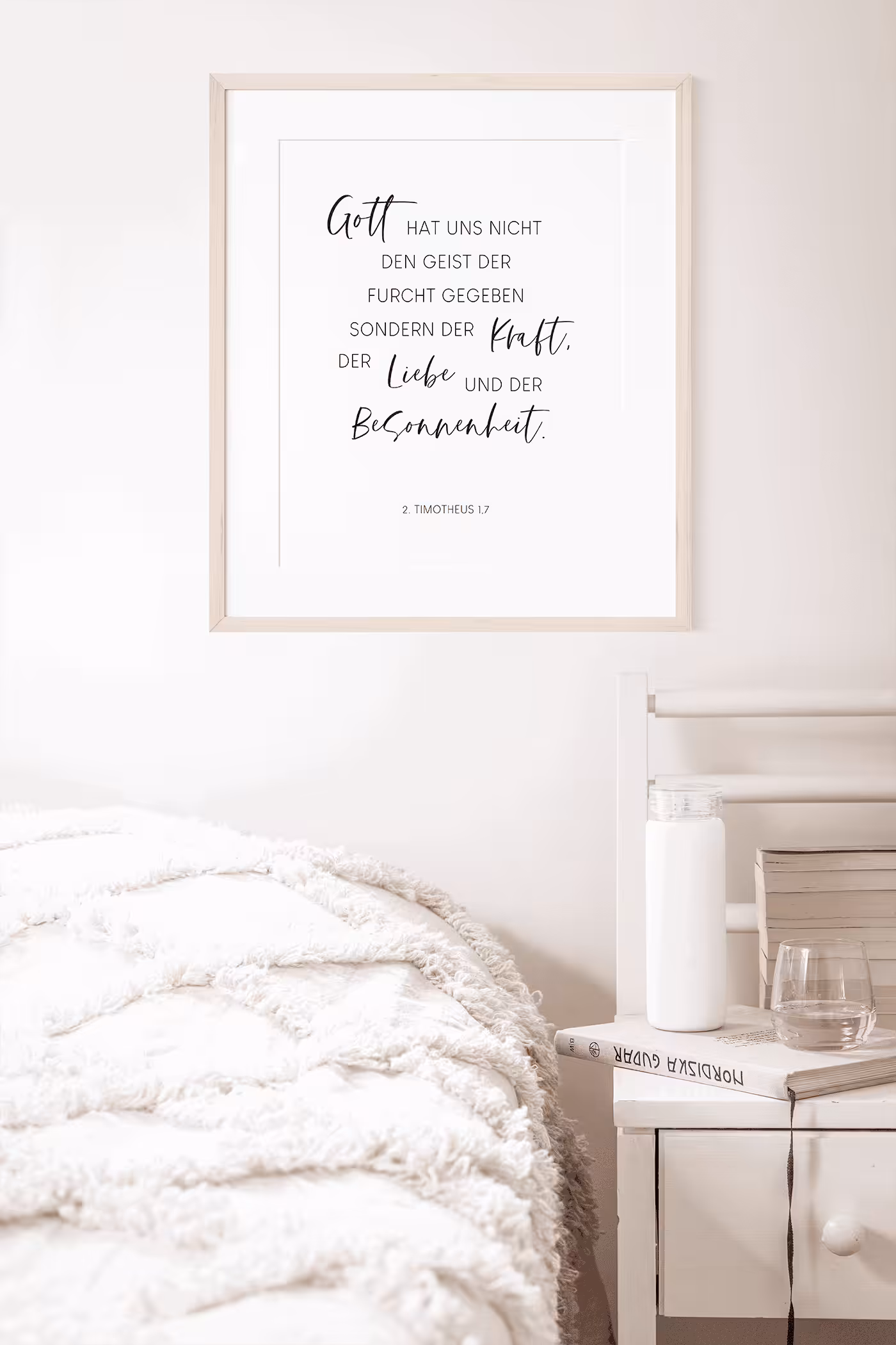 Himmlischer christlicher Wanddruck mit Bibelvers, modernes Dekor für Zuhause.