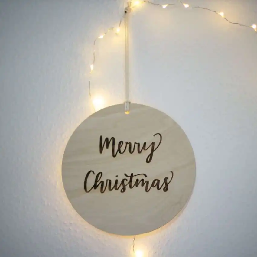 Merry Christmas - Holzschild 1 Festliche Weihnachtsdeko mit "Merry Christmas" Schriftzug, christliche Geschenkidee.