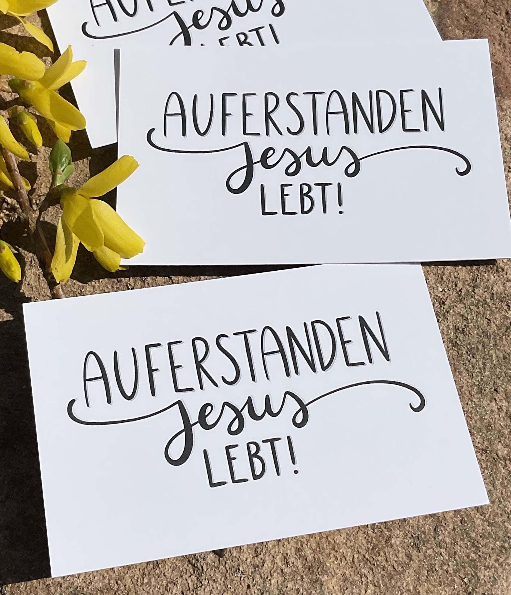 Minikärtchen „Auferstanden Jesus lebt“ 2 Glaubenszitate für Christen, Jesus lebt, christliche Botschaft, christliches Geschenk.
