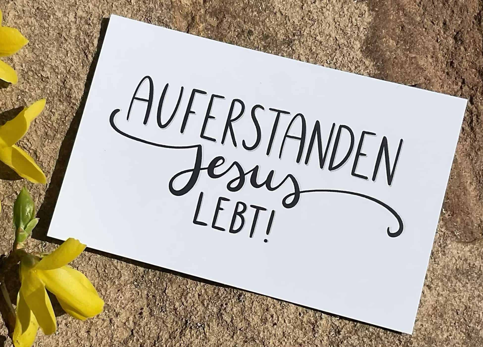 Minikärtchen „Auferstanden Jesus lebt“ 3 Jesus lebt! Aufkleber mit christlicher Botschaft, Geschenkidee für Gläubige.