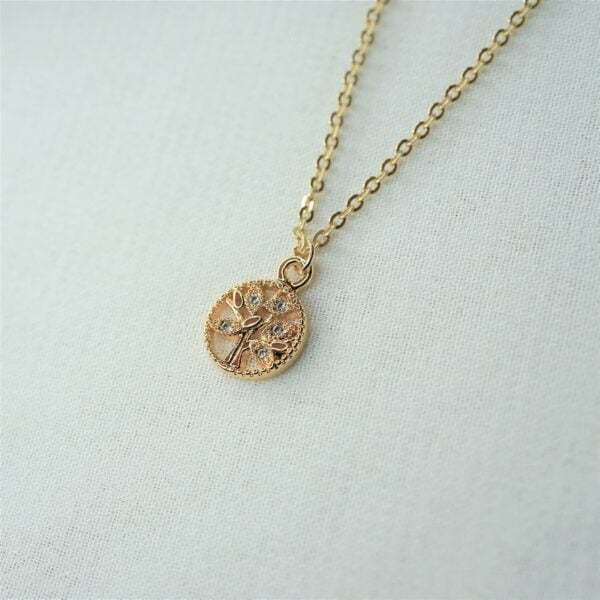 Halskette mit christlichem Baum-des-Lebens Anhänger, goldfarben, Schmuck für Christen.