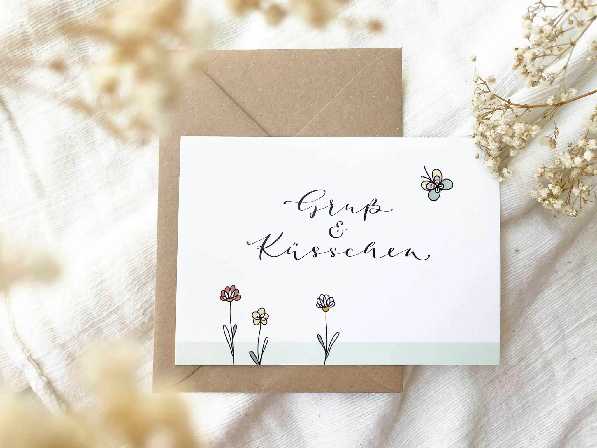 Segenskarte mit Blumen für christliche Grüße, katholisch, evangelisch, Gottesdienst.