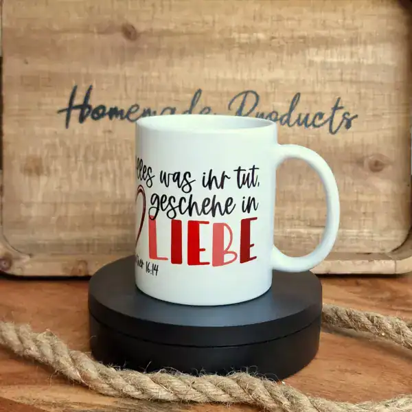 Gebet Mug mit Bibelvers Liebe, christliches Geschenk, christliche Produkte, Bibelzitat, Geschenkidee.