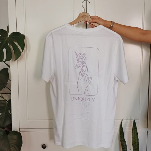 christliches Produkt "UNIQUELY" | T-shirt | Weiß | Flieder | Christliches T-shirt | AnnamariaDesign