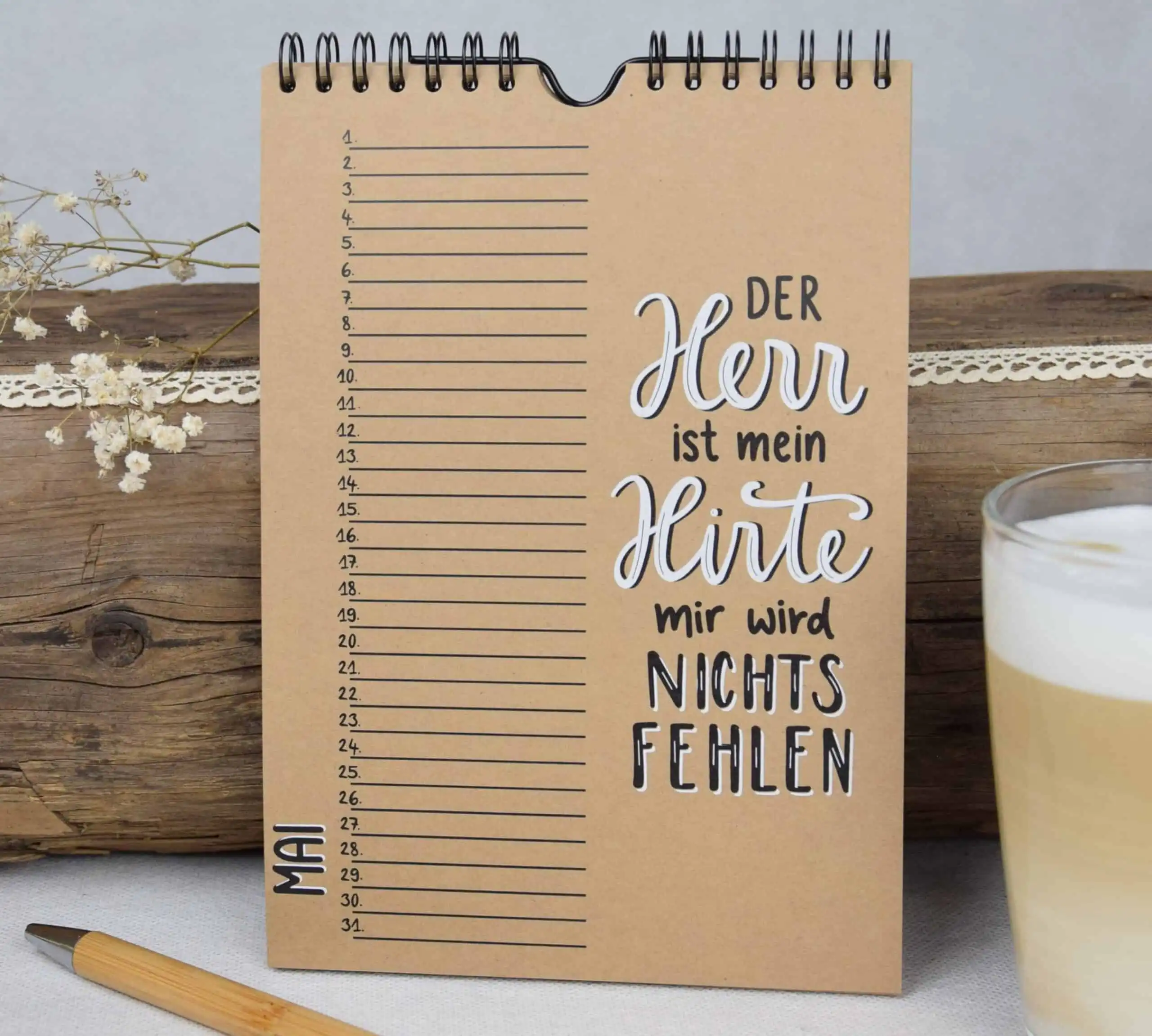 Gebetsnotizbuch mit christlichem Design, spiritueller Kalender, religiöser Notizblock.