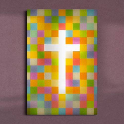 christliches Produkt Frühlingsleuchten Leinwand — christliche Wanddeko zu Ostern mit Kreuz