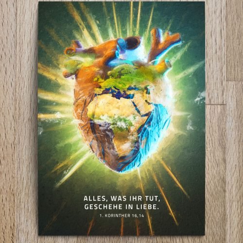 christliches Produkt Jahreslosung 2024 Postkarte Motiv Globales Herz
