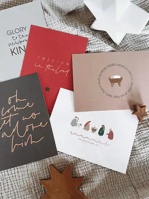 Fröhliche Weihnachtskarten mit religiösen Motiven, Christliche Grußkarten, Mookho.de.