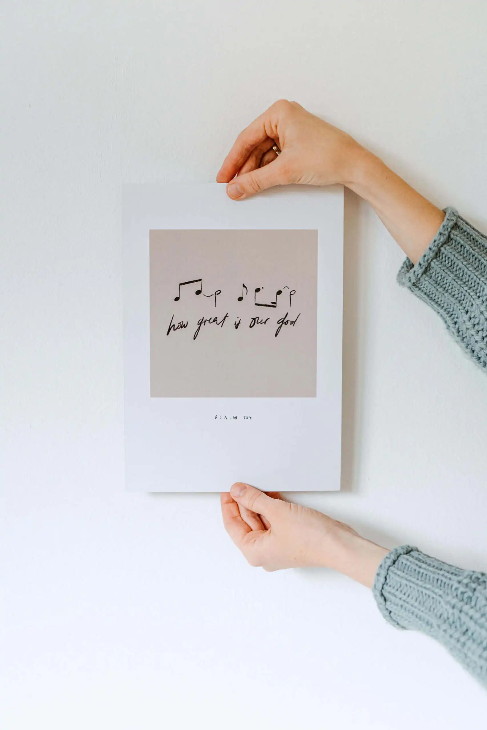 Himmlischer Musikpostkarte mit Psalm 107, christliche Grußkarte, religiöser Gruß.