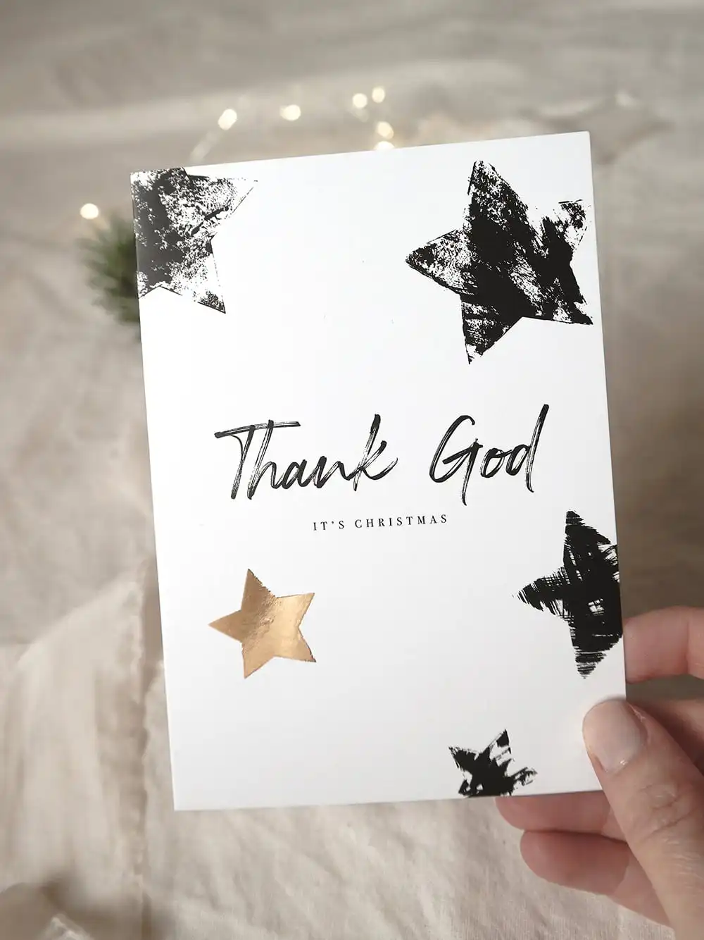 Dankeskarte mit christlichem Gruß, Weihnachtskarte mit Gottes Dank, christliche Grußkarte Weihnachten.