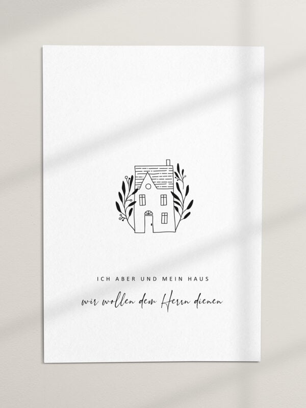 Gebetshauskarte mit modernem Hausdesign, christliche Grußkarte, Kirchenbotschaft, christliche Merchandising-Produkte.