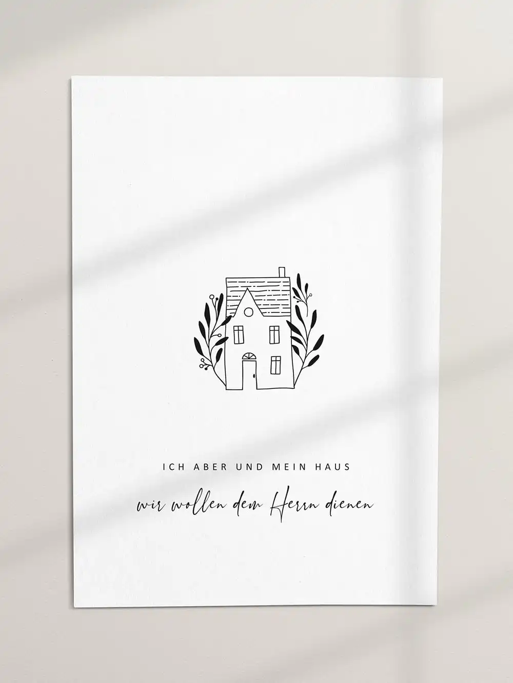 Gebetshauskarte mit modernem Hausdesign, christliche Grußkarte, Kirchenbotschaft, christliche Merchandising-Produkte.