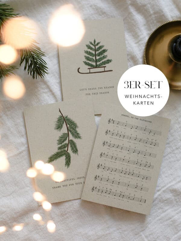 Festliche Weihnachtskarten mit christlichen Motiven und kirchlicher Musik.