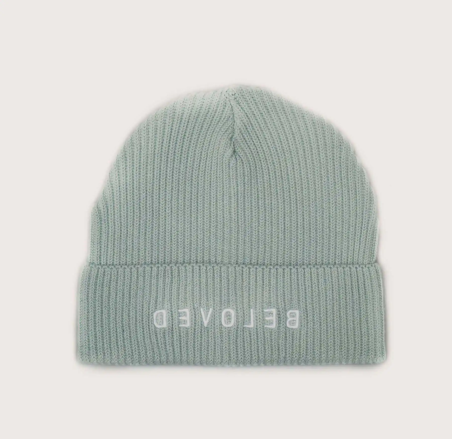 BELOVED Beanie | Aloe | Fairwear | 95% Bio-Baumwolle | Mirrored Collection 2 Lebendige christliche Marke Beanie mit Gebet-Grafik und stilvollem Design.