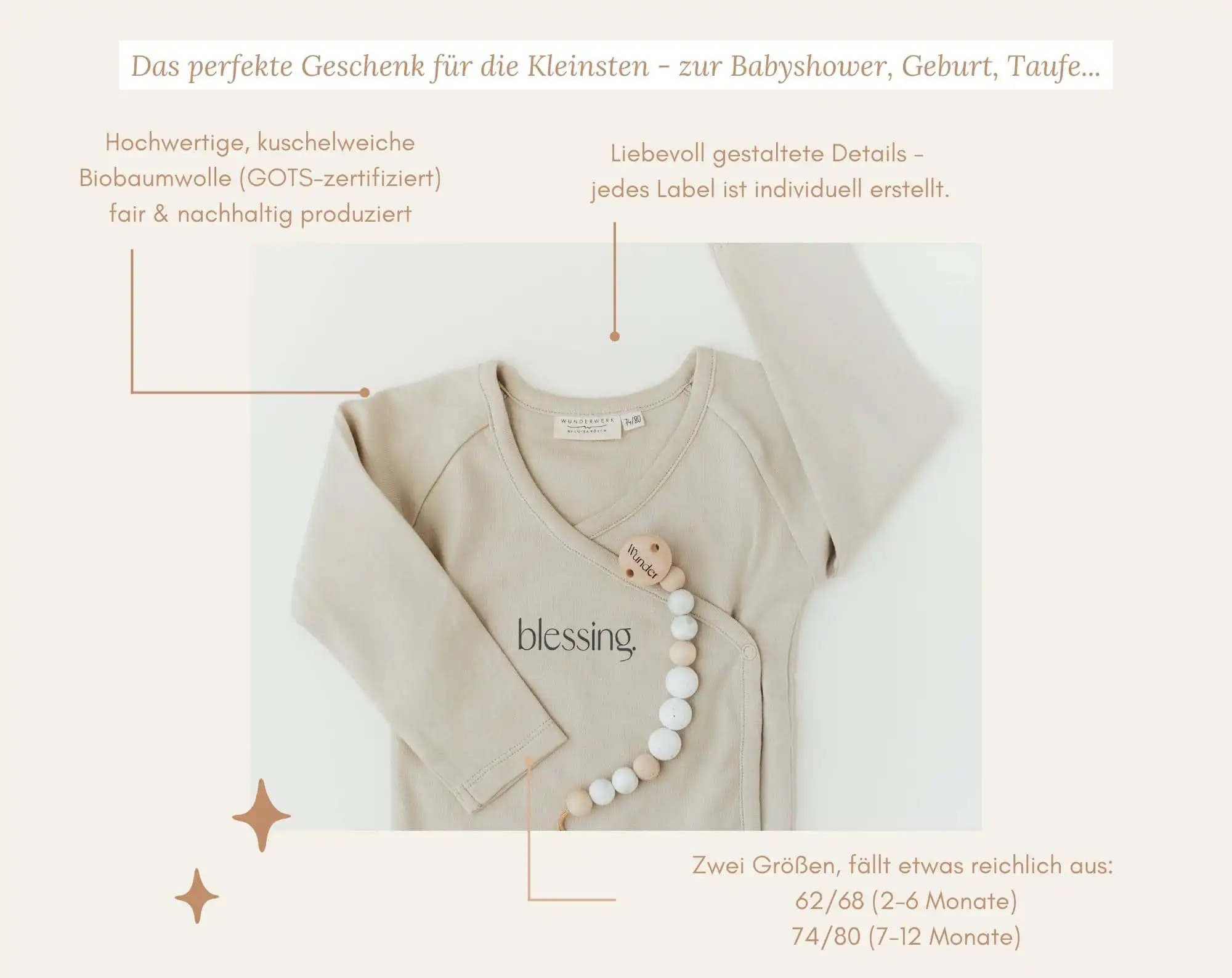Babybody - BLESSING 3 Sanfte Bio-Baumwolle Babystrampler, nachhaltige christliche Kindermode.