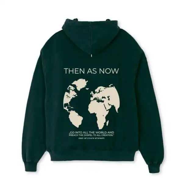 Hoodie mit Weltkarte und Bibelvers, christliche Mode, christlicher Hoodie, Glaubensbekleidung.