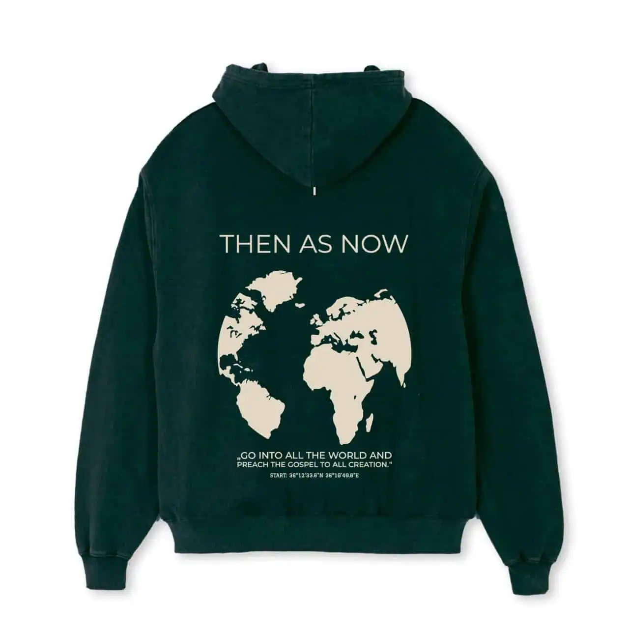 Oversize Hoodie - "World" 1 Hoodie mit Weltkarte und Bibelvers, christliche Mode, christlicher Hoodie, Glaubensbekleidung.