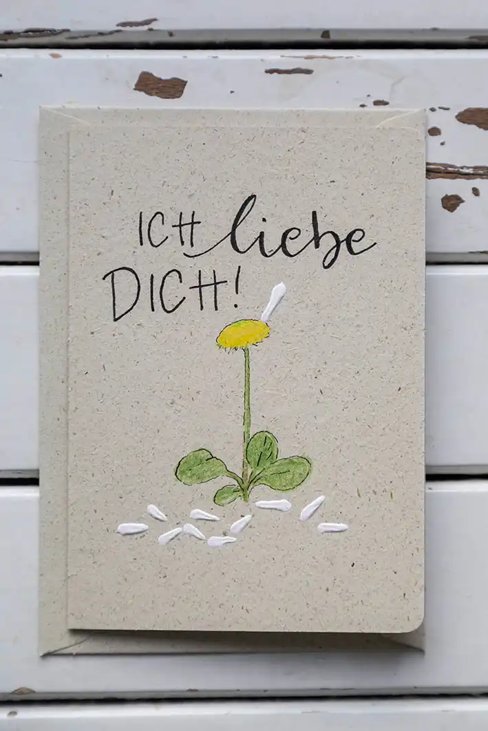 Liebe Grüße Karte mit Blumenmotiv, christliche Grußkarte, Segenswunsch, Selbstgemacht, Mookho.de.
