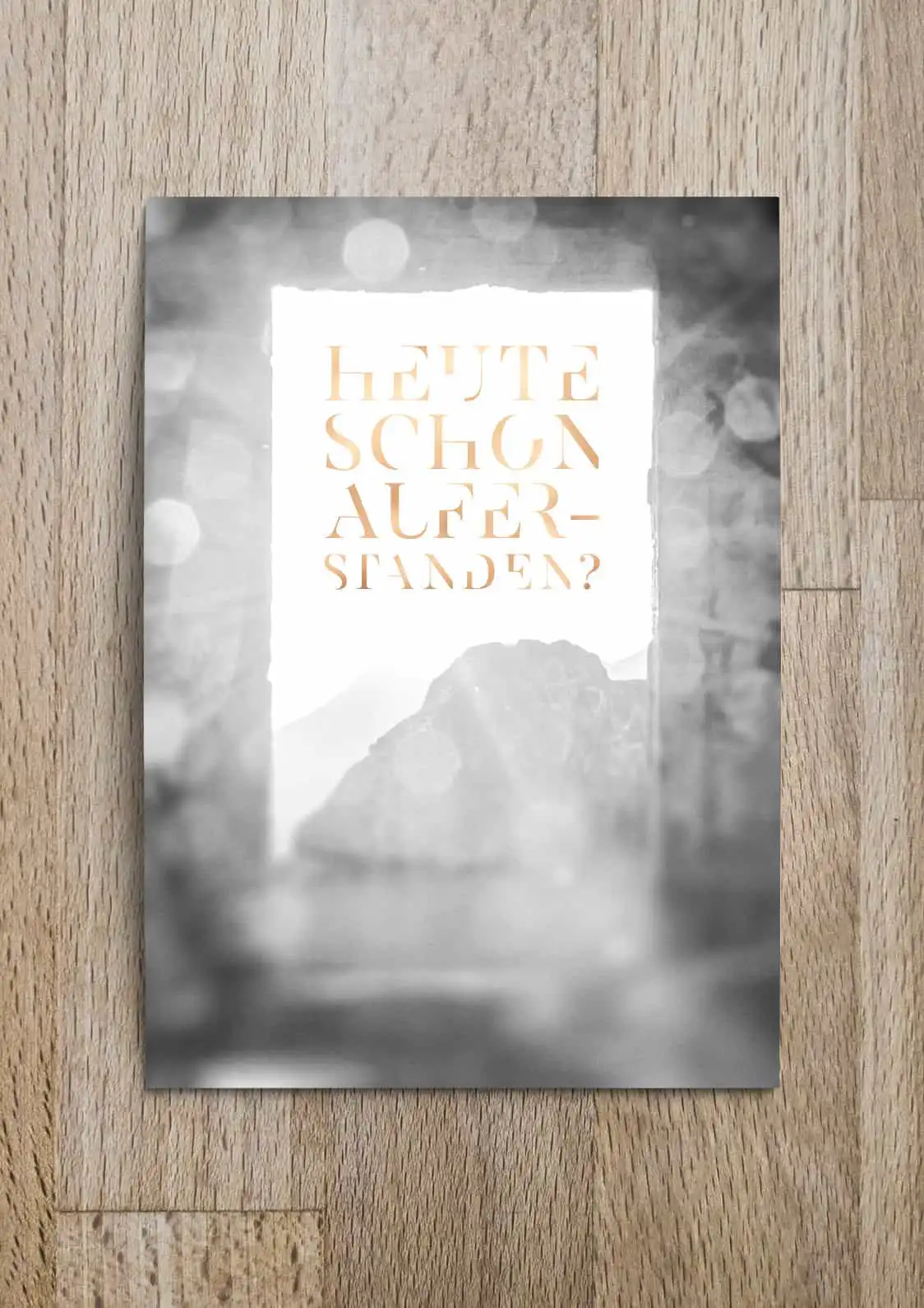 Osterkarten Super-Set: 5 verschiedene Motive 5 Fragende Frage auf Holz hintergrund, christliche Inspiration, motivierende Bibelzitat, christliche Marken, Glaube, Hoffnung, Liebe.