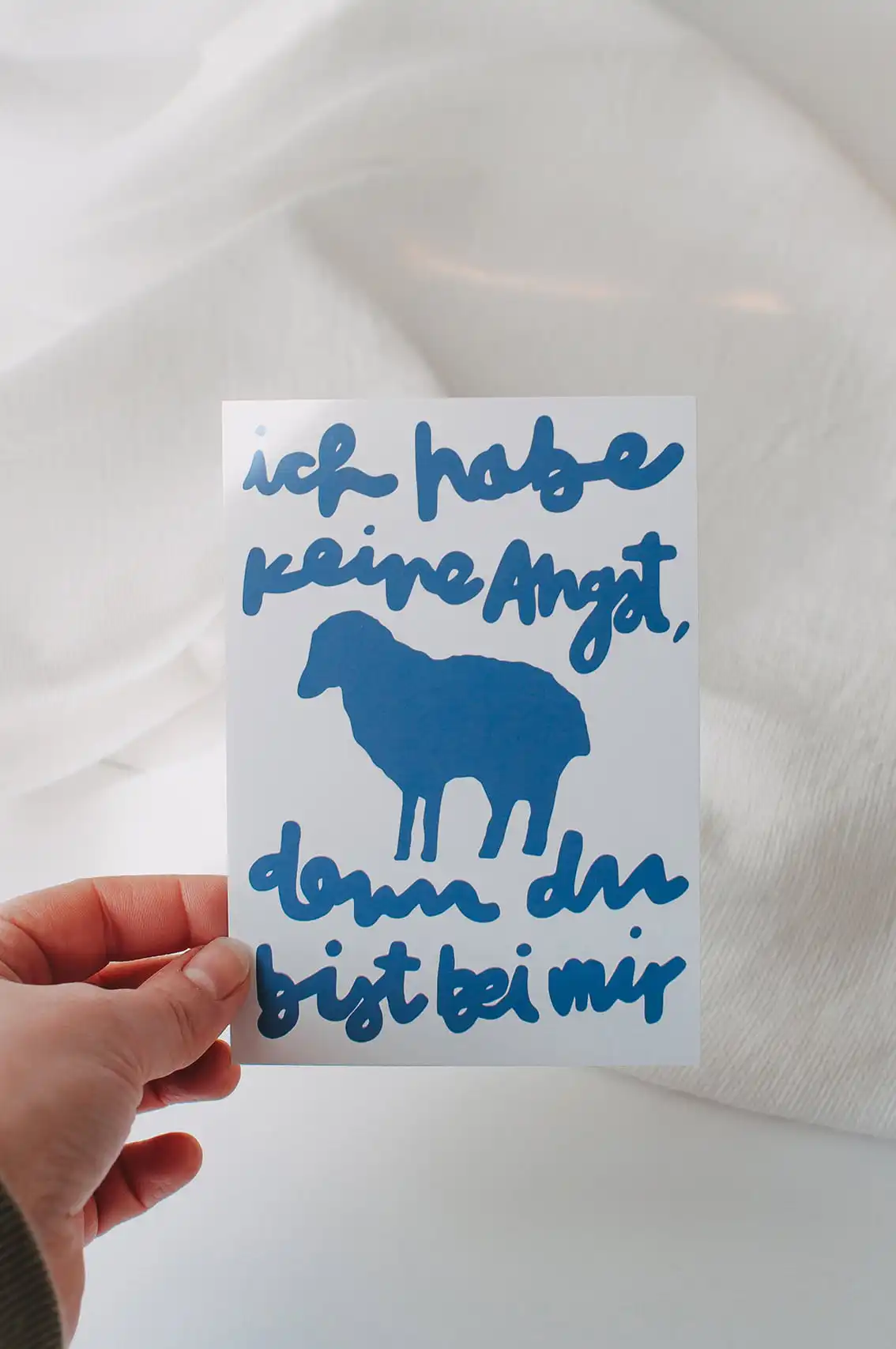 Gebetskarte mit Bibelvers - Christliche Botschaft, Glaube, Hoffnung, Liebe.