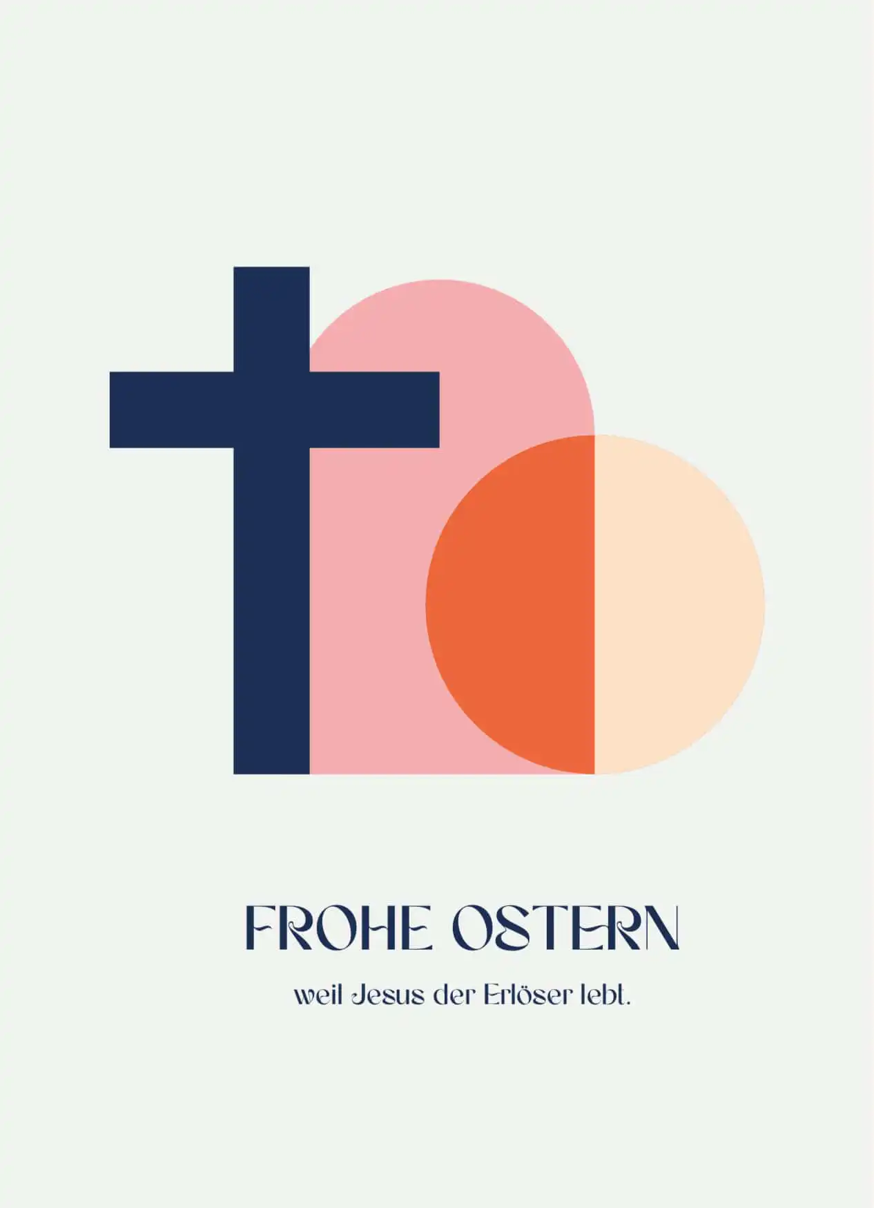 "Frohe Ostern" Klappkarte mit Umschlag 2 Hoffnungsvolle Osterkarte mit christlichem Kreuz und modernen Design, religiöse Ostergrüße.