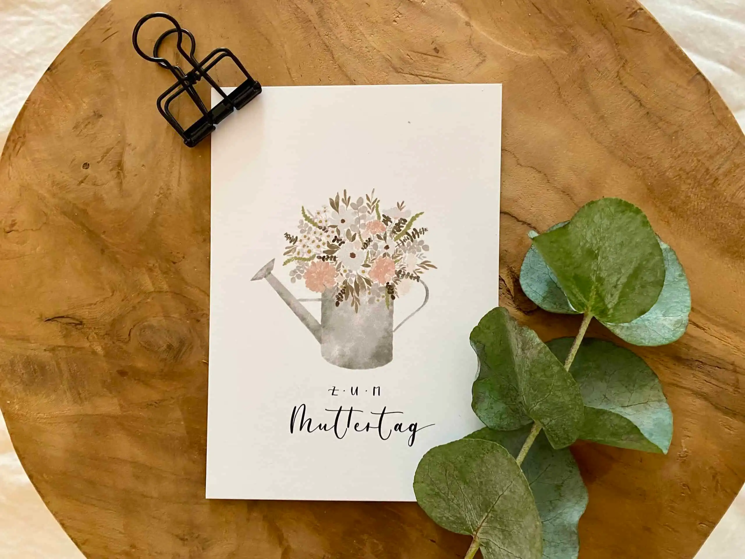 Blumenstrauß in Wasserkanne, Muttertag Karte, christliche Grüße, christliche Marken, Mookho.de.