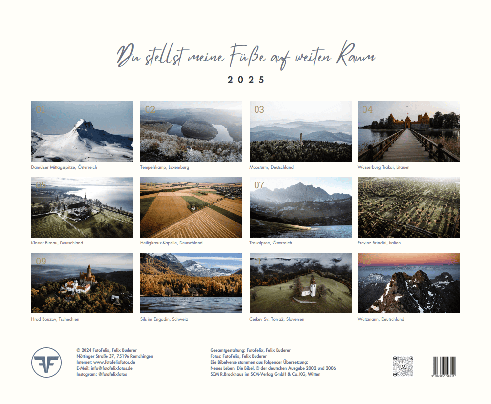 Design Kalender 2025 5 Bergpanorama bei Damümler, Österreich.