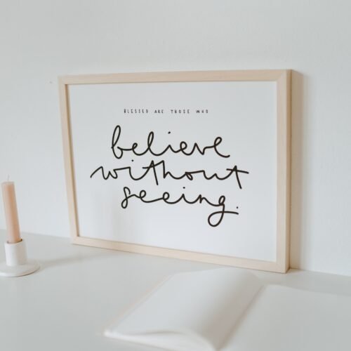 christliche Kleidung Poster A3 BELIEVE WITHOUT SEEING MemoryCards Design