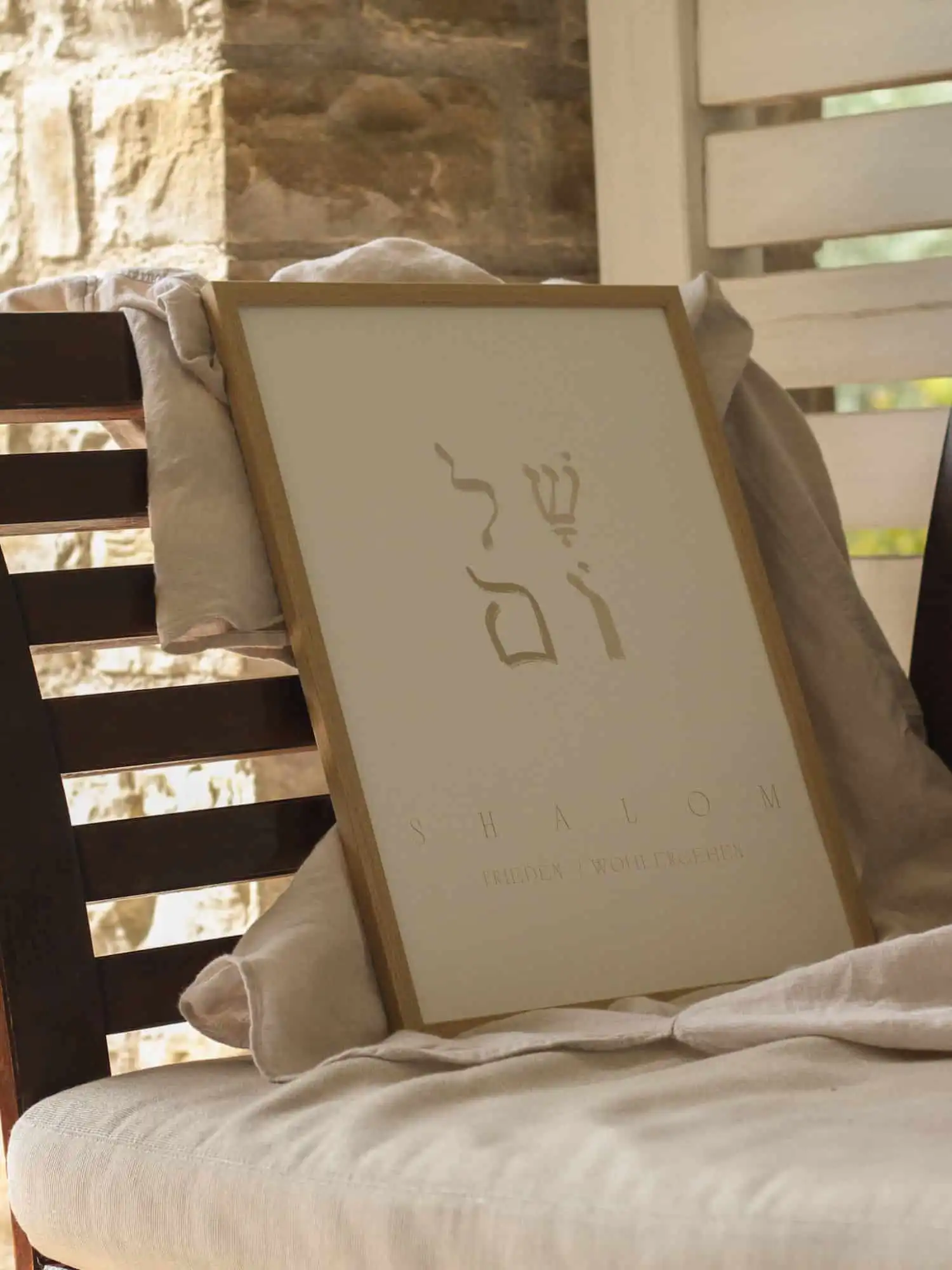 Poster "Shalom" 4 Segensbilde mit Damhirsch, christliches Dekor, religiöses Wandbild, christliche Wohndeko.