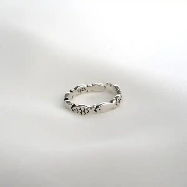 Geistlicher Schmuck, Fisch Symbol, christliche Ringschmuck, Silberschmuck für Christen.